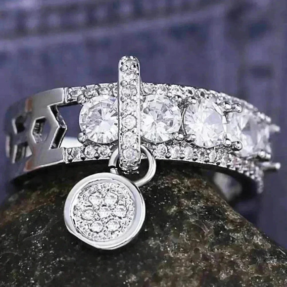 - "925 Sterling Silver Plated Stylish White CZ Wedding Ring, GPMB1408-6 - Picture 2 of 3